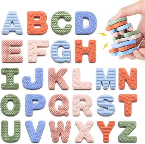Sensory Silicone Alphabet Magnetic Letters: 26 Uppercase ABC Fridge Magnets for Toddlers & Kids 3+, Preschool Learning Refrigerator ABC Educational Toys, Cute Birthday Gifts for Boys Girls Girl Kids in Saudi Arabia