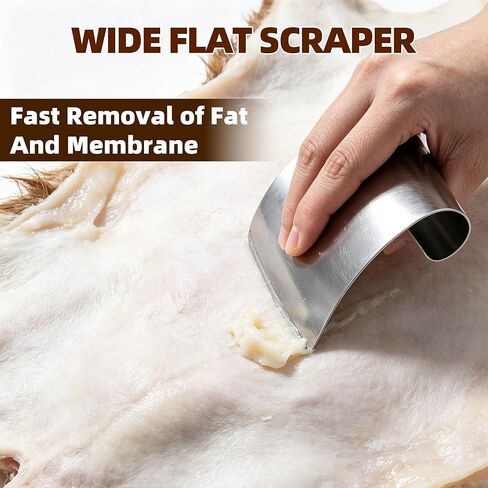 BLANRICO Hide Scraper Fleshing Tool 4PCS, Stainless Steel Pelt Scraper Fleshing Tools with Curved and Flat Blades for Taxidermy and Leather Making in Saudi Arabia