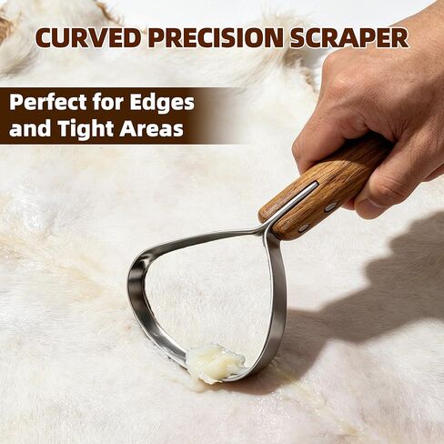 BLANRICO Hide Scraper Fleshing Tool 4PCS, Stainless Steel Pelt Scraper Fleshing Tools with Curved and Flat Blades for Taxidermy and Leather Making in Saudi Arabia