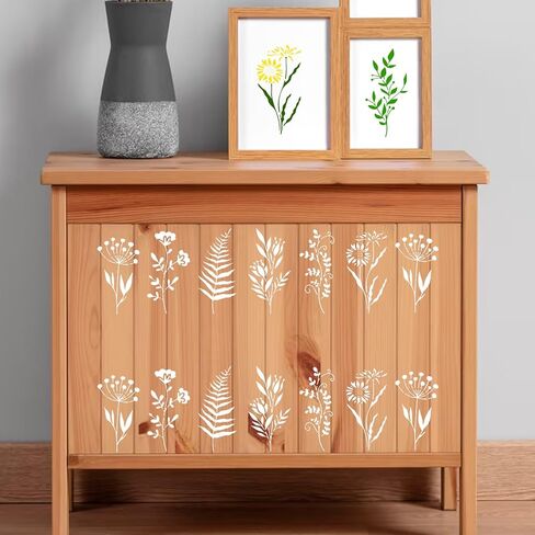 18pcs Flower Stencils for Painting, 6x3inch Floral Leaf Stencils for Crafts Reusable on Wood Wall Canvas, Card Making and Home Decor in Saudi Arabia