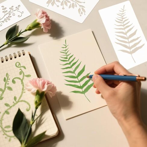 18pcs Flower Stencils for Painting, 6x3inch Floral Leaf Stencils for Crafts Reusable on Wood Wall Canvas, Card Making and Home Decor in Saudi Arabia