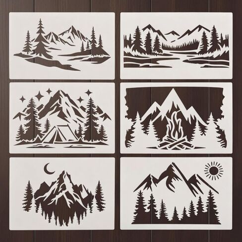 Mountains Stencil – Reusable Landscape Template for Painting, Walls, Wood, Fabric, and DIY Art Projects in Saudi Arabia