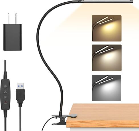 مصباح كتاب iZELL، مشبك إضاءة LED للقراءة [3 أوضاع ألوان و10 مستويات سطوع] مصباح كتاب مرن للأطفال الذين يقرؤون في السرير ليلاً، مشبك على طاولة بجانب السرير، أو اللوح الأمامي أو النوم in Kuwait
