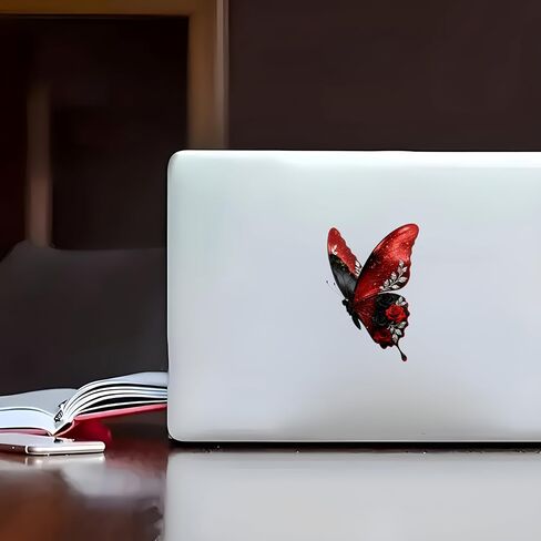 Waterproof Red and Black Butterfly with Roses Car Stickers, Vinyl car decals & bumper stickers for vehicles – Durable 5.5 Inch Decals for Car, Motorcycle, Laptop, Suitcase, Wall, Door, Bicycle, 2 Pack in Saudi Arabia