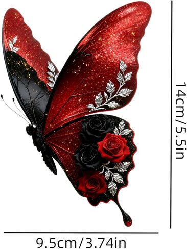 Waterproof Red and Black Butterfly with Roses Car Stickers, Vinyl car decals & bumper stickers for vehicles – Durable 5.5 Inch Decals for Car, Motorcycle, Laptop, Suitcase, Wall, Door, Bicycle, 2 Pack in Saudi Arabia