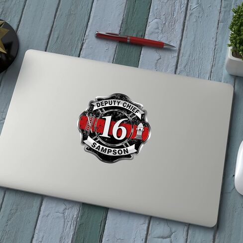 Custom Firefighter Red Line Sticker - Personalized Maltese Cross w/Thin Red Line Decal, Car Decals for Men,Fire Department Support Stickers for Cars, Trucks, Windows in Saudi Arabia