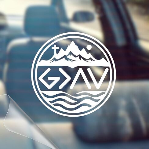 God is Greater Than The Ups and Downs - Christian Jesus Cross Car Vinyl Decal Bumper Sticker for Car, Wall, Window, Vehicle, Weather Resistant, Viral in Saudi Arabia