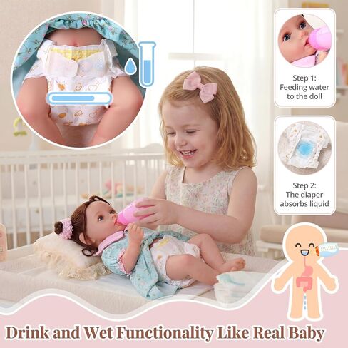 BABESIDE Drink and Wet Reborn Baby Dolls Girl، 20 بوصة واقعية مصنوعة يدويًا من الفينيل الناعم يمكنها الشرب والتبول مع الملحقات، هدية للفتيات من سن 3 سنوات فما فوق للتظاهر واللعب والجمع in Kuwait
