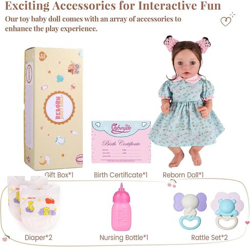 BABESIDE Drink and Wet Reborn Baby Dolls Girl، 20 بوصة واقعية مصنوعة يدويًا من الفينيل الناعم يمكنها الشرب والتبول مع الملحقات، هدية للفتيات من سن 3 سنوات فما فوق للتظاهر واللعب والجمع in Kuwait