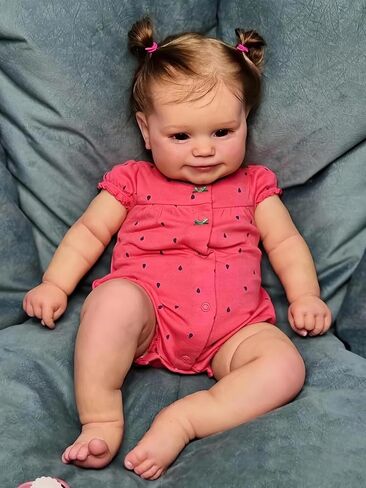 20 Inch Realistic Reborn Baby Doll - Adorable Lifelike Newborn Toddler Girl Doll with Full Body Vinyl, Smiling Expression & Rooted Hair - Perfect Collectible Gift for Girls in Saudi Arabia