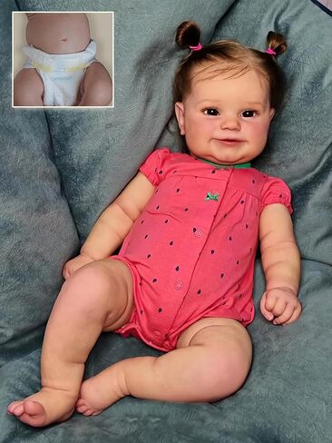 20 Inch Realistic Reborn Baby Doll - Adorable Lifelike Newborn Toddler Girl Doll with Full Body Vinyl, Smiling Expression & Rooted Hair - Perfect Collectible Gift for Girls in Saudi Arabia