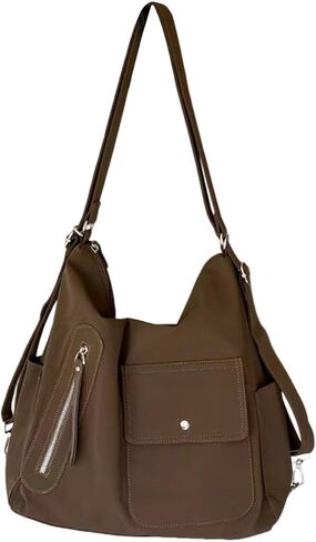 3-in-1 Convertible Backpack & Hobo Bag, PU-Coated Waterproof Nylon Y2K Purse, Fits 13" Laptop for Women, Travel Work in Saudi Arabia