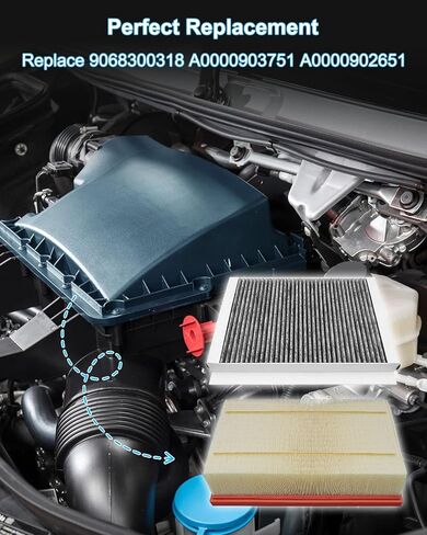فلتر المحرك والكابينة مناسب لسيارة Mercedes 2007-2018 Dodge 2500 3500 2007-2009 Freightliner Sprinter استبدال 9068300318 A0000903751 A0000902651 in Kuwait