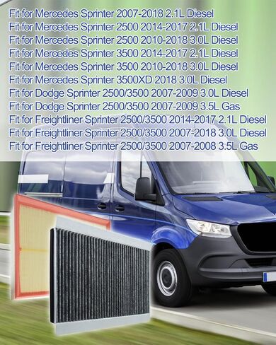 فلتر المحرك والكابينة مناسب لسيارة Mercedes 2007-2018 Dodge 2500 3500 2007-2009 Freightliner Sprinter استبدال 9068300318 A0000903751 A0000902651 in Kuwait