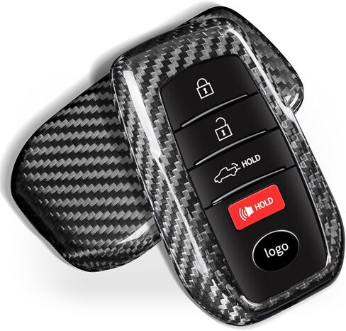 حافظة مفتاح T-carbon متوافقة مع Toyota Tundra 2022 2023 2024، غطاء مفتاح Fob من الألياف الزجاجية متوافق مع Toyota Sienna 2021-2024 Corolla Tacoma 2024 2025، مناسب لـ Sequoia 2023 2024، فضي أسود in Kuwait