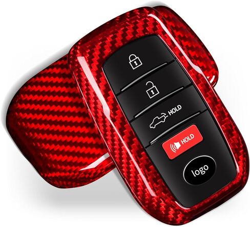 حافظة مفتاح T-carbon متوافقة مع Toyota Tundra 2022 2023 2024، غطاء مفتاح Fob من الألياف الزجاجية متوافق مع Toyota Sienna 2021-2024 Corolla Tacoma 2024 2025، مناسب لـ Sequoia 2023 2024، فضي أسود in Kuwait