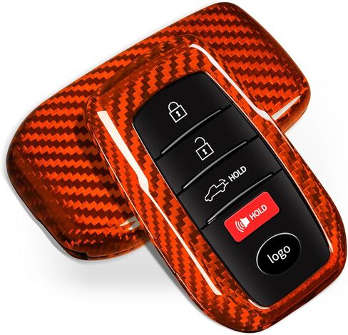 حافظة مفتاح T-carbon متوافقة مع Toyota Tundra 2022 2023 2024، غطاء مفتاح Fob من الألياف الزجاجية متوافق مع Toyota Sienna 2021-2024 Corolla Tacoma 2024 2025، مناسب لـ Sequoia 2023 2024، فضي أسود in Kuwait