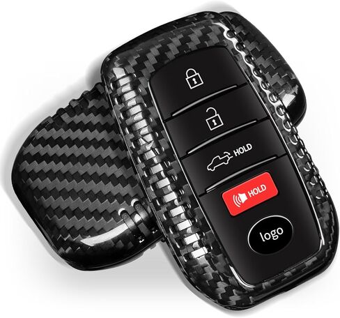 حافظة مفتاح T-carbon متوافقة مع Toyota Tundra 2022 2023 2024، غطاء مفتاح Fob من الألياف الزجاجية متوافق مع Toyota Sienna 2021-2024 Corolla Tacoma 2024 2025، مناسب لـ Sequoia 2023 2024، فضي أسود in Kuwait