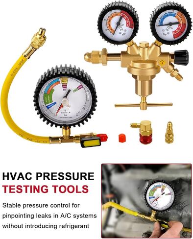 53010 Automotive HVAC Pressure Tester Kit 53001 Nitrogen Regulator 47382 Charging Hose 53042 Leak Testing Adapter R134A R410A Pressure Testing Tools in Saudi Arabia