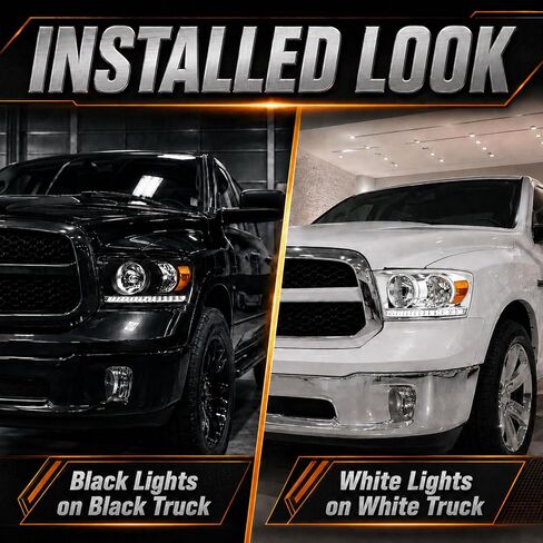 LED Headlight Assembly, Compatible with 2006 2007 2008 Dodge Ram 1500/2006-2009 Ram 2500 3500(Fits Models with Halogen Headlamps Only) Headlights Kit, Black Housing Amber Reflector in Saudi Arabia