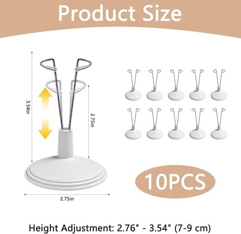 10 Set Adjustable Doll Stand Display Holder for 6.8" Figures,White Plastic Support Holder ( Not Include Dolls) in Saudi Arabia