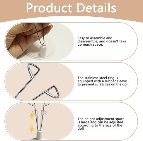 10 Set Adjustable Doll Stand Display Holder for 6.8" Figures,White Plastic Support Holder ( Not Include Dolls) in Saudi Arabia
