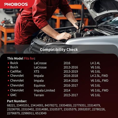 ضاغط مكيف الهواء PHOBOOS مع قابض متوافق مع شيفروليه إمبالا 2014-2020، إكوينوكس 2016-2017 وجي إم سي تيرين وبويك لاكروس وكاديلاك XTS، تبريد سريع، المرجع. 68221 in Kuwait
