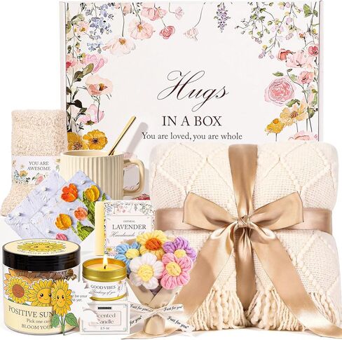 Birthday Gifts for Women, Sunflower Birthday Gifts Women Mom Wife Friends, Care Package with 30 Affirmation Cards Jar Flower, Sympathy Gift Box in Saudi Arabia