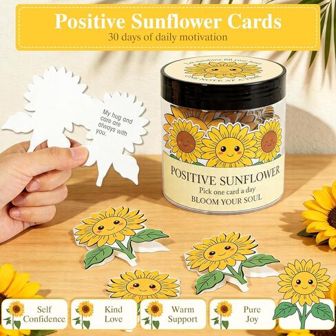 Birthday Gifts for Women, Sunflower Birthday Gifts Women Mom Wife Friends, Care Package with 30 Affirmation Cards Jar Flower, Sympathy Gift Box in Saudi Arabia