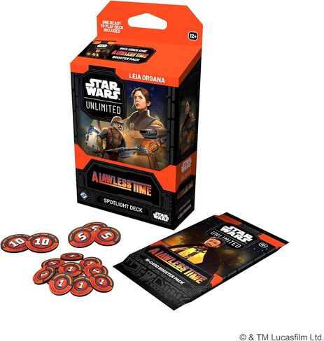 Asmodee Star Wars: Unlimited TCG A Lawless Time Leia Organa Spotlight Deck - Ready-to-Play 50-Card Deck + Booster Pack, Exclusive Collectible Cards, Ages 12+, 2+ Players, 20 Minute Playtime in Kuwait
