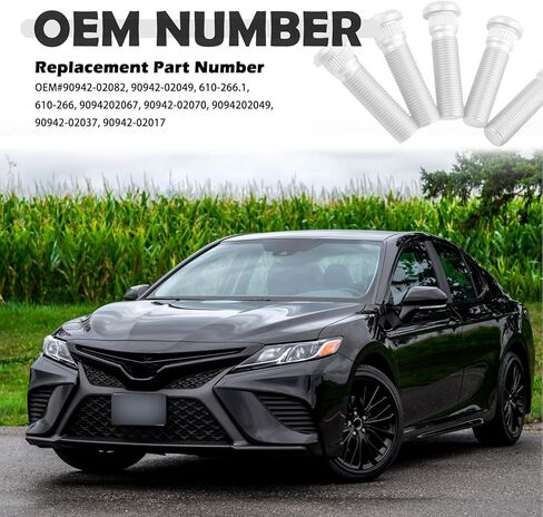 5 قطع M12x1.5 استبدال مسامير عجلة السيارة OEM 90942-02037، 49 ملم مسامير طويلة لعجلة السيارة متوافقة مع جيو شيفروليه تويوتا لكزس، مسامير عجلات سيارات فولاذية شديدة التحمل in Kuwait