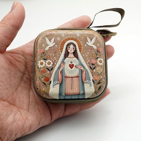 Efficinet Bead Organizers Pouches with Cartoon Pattern Religious Accessory Carriers for Buddhist Catholic Use, The Immaculate Mothe in Saudi Arabia