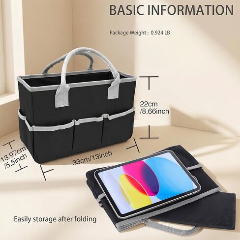 Kegeeei 2 Pack Art Organizer Craft Storage Tote Bag, Oxford Fabric Carrying Caddy with Multiple Pockets for Office, Studio, Travel & Home, Black in Saudi Arabia