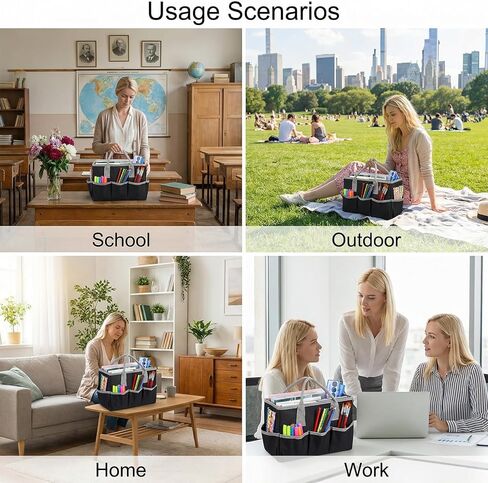 Kegeeei 2 Pack Art Organizer Craft Storage Tote Bag, Oxford Fabric Carrying Caddy with Multiple Pockets for Office, Studio, Travel & Home, Black in Saudi Arabia