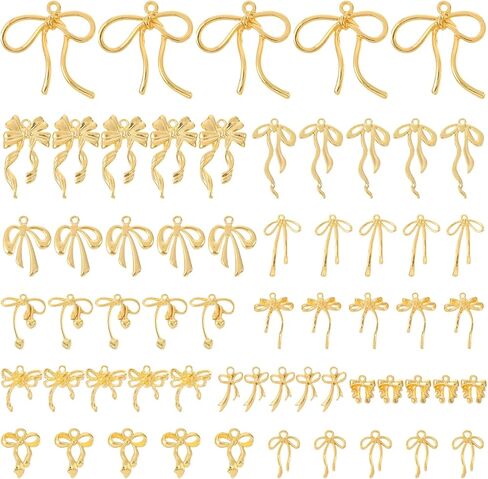 60 Pcs Mini Gold Bow Charms for Jewelry Making, Cute Alloy Bowknot Pendants Metal Bow Link Charms Earring Connectors for Bracelets Necklaces Earrings Keychains DIY Crafts in Saudi Arabia