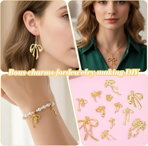 60 Pcs Mini Gold Bow Charms for Jewelry Making, Cute Alloy Bowknot Pendants Metal Bow Link Charms Earring Connectors for Bracelets Necklaces Earrings Keychains DIY Crafts in Saudi Arabia