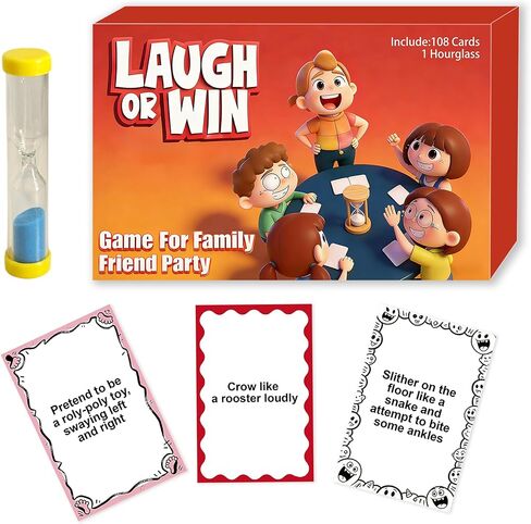 Laugh or Win Card Game for Family Friend Party, 108 Cards with Hourglass Timer, Party Game Style in Saudi Arabia