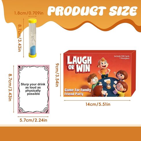 Laugh or Win Card Game for Family Friend Party, 108 Cards with Hourglass Timer, Party Game Style in Saudi Arabia