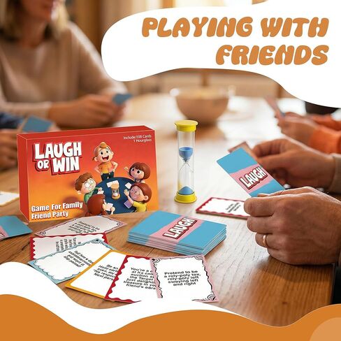 Laugh or Win Card Game for Family Friend Party, 108 Cards with Hourglass Timer, Party Game Style in Saudi Arabia
