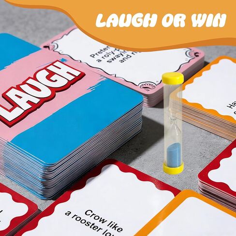 Laugh or Win Card Game for Family Friend Party, 108 Cards with Hourglass Timer, Party Game Style in Saudi Arabia