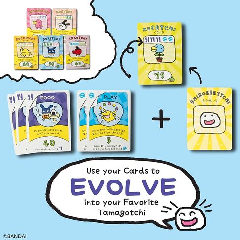Tamagotchi Card Game for Kids & Families 8+ | 2-4 Player Strategy & Set Collection Game | Evolve Your Tamagotchi | Family Card Game Night | Official Tamagotchi Game from Buffalo Games in Kuwait