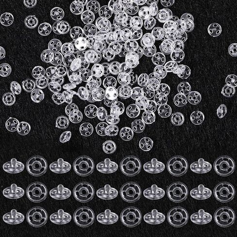 100 Pcs Clear Plastic Snaps for Fabric, Invisible Mini Sew on Snaps for Clothing Round Transparent Fasteners Button for Clothes Shirts Jackets Uniforms Coats DIY Crafts in Saudi Arabia