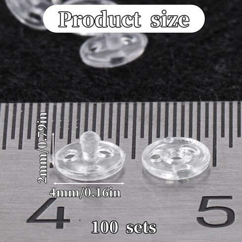 100 Pcs Clear Plastic Snaps for Fabric, Invisible Mini Sew on Snaps for Clothing Round Transparent Fasteners Button for Clothes Shirts Jackets Uniforms Coats DIY Crafts in Saudi Arabia
