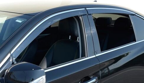أقنعة نافذة WellVisors منحرفة للرياح متوافقة مع Infiniti 2014-2024 Q50 مع واقيات مطر من الكروم 3-847IN008 in Kuwait
