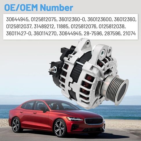 Alternator 215A 12V Compatible with Volvo S60 2016-2021 for XC90 2016-2022 XC70 2016 for Volvo S90 2017-2019 2.0L 0125812075 30644945 in Saudi Arabia