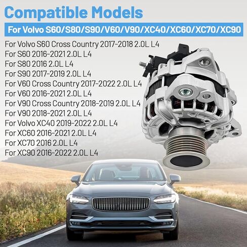 Alternator 215A 12V Compatible with Volvo S60 2016-2021 for XC90 2016-2022 XC70 2016 for Volvo S90 2017-2019 2.0L 0125812075 30644945 in Saudi Arabia