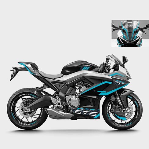 Blue Fairing Stickers Assembly Kit Compatible with CFMOTO 675SS 2025,Especially Designed,Precise Fit,Firmly Sticked,Wheel Hub Stickers,CFMOTO 675SS Accessories in Saudi Arabia