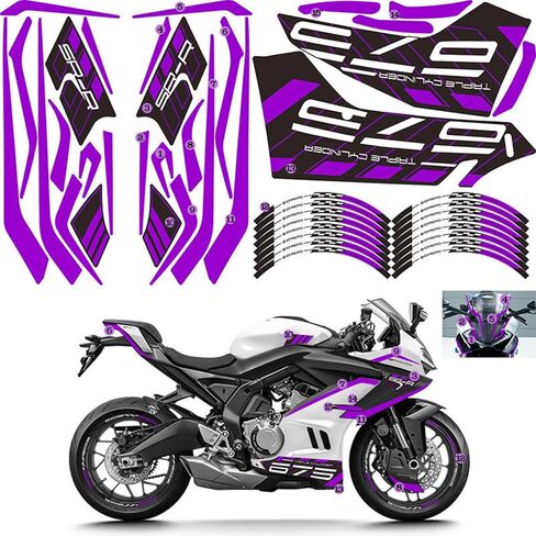 Blue Fairing Stickers Assembly Kit Compatible with CFMOTO 675SS 2025,Especially Designed,Precise Fit,Firmly Sticked,Wheel Hub Stickers,CFMOTO 675SS Accessories in Saudi Arabia