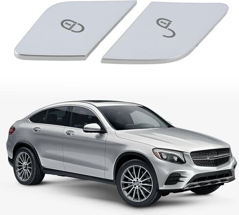 4 قطع من ملصقات تزيين زر قفل باب السيارة ABS متوافقة مع سيارة بنز C E GLC فئة W205 باللون الفضي in Kuwait