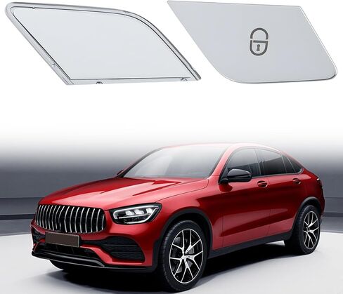 4 قطع من ملصقات تزيين زر قفل باب السيارة ABS متوافقة مع سيارة بنز C E GLC فئة W205 باللون الفضي in Kuwait